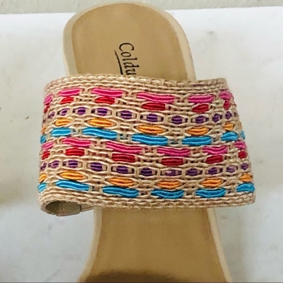 Coldwater Creek colorful textile strap slide on sandal - Picture 8 of 8
